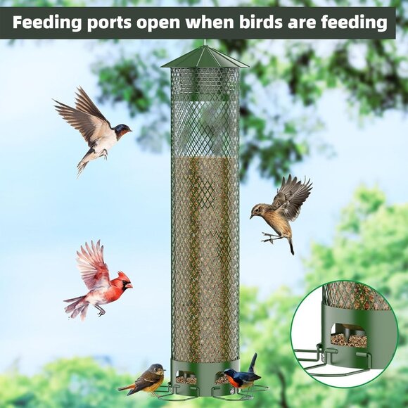 Metal Squirrel Proof Bird Feeder (6.5LB) for Outdoors: Attracts Finch, Cardinal - Picture 4 of 6